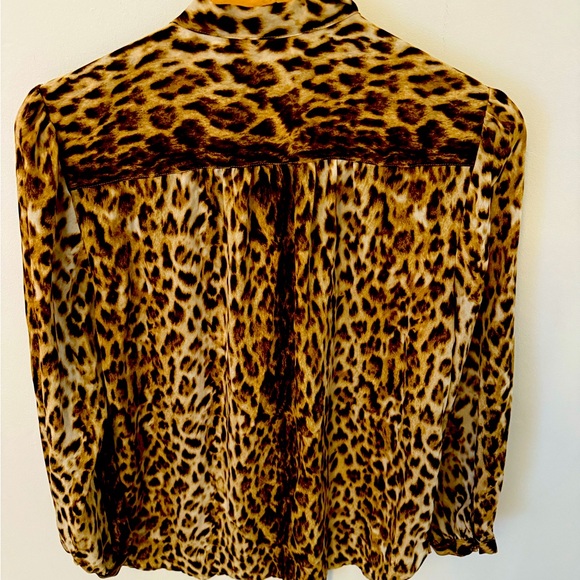 J. Crew Long-Sleeve Leopard Print Blouse with Tie Neck, Size Small - Picture 2 of 2